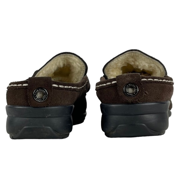 COLE HAAN D20693 BROWN SUEDE SHEEPSKIN LINED RUBBER WATERPROOF SOLE CLOG MULES - Picture 9 of 14